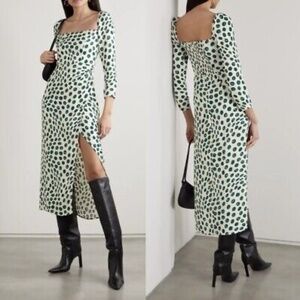 Elegant Green Polka Dot Dress